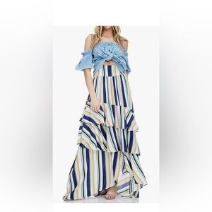 Striped Multicolor Maxi Skirt- TOV Los Angeles- Size 6